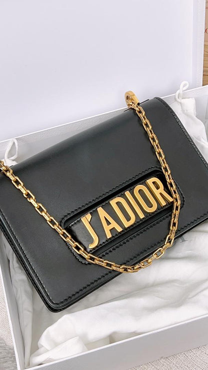 Dior Black Calfskin Jadior Medium Shoulder Bag GHW