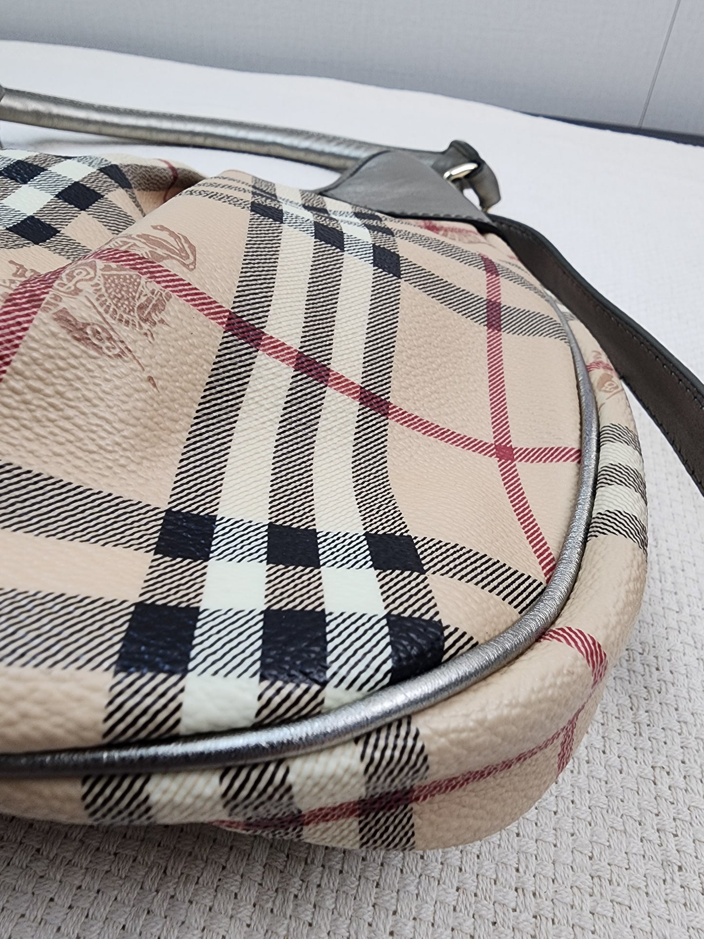 Burberry Beige Haymarket Check Shoulder Bag