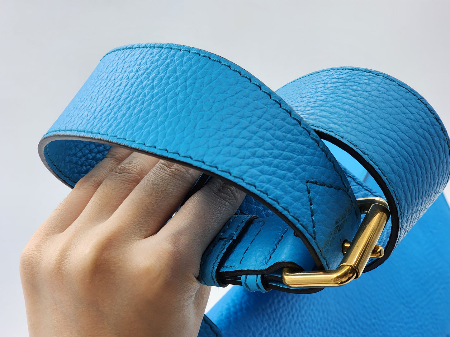 Burberry Blue Grain Calfskin Large Burleigh Messenger Bag