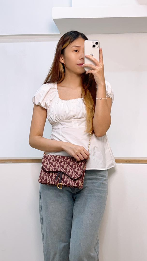 Dior Burgundy Oblique Canvas Saddle Woc