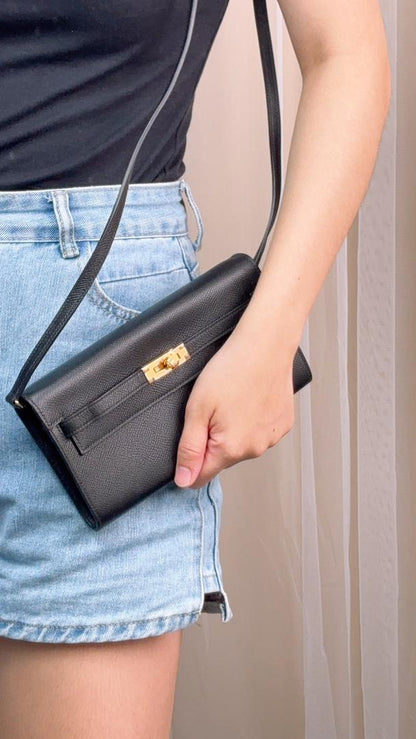 Hermes Noir Epsom Kelly To Go (GHW)