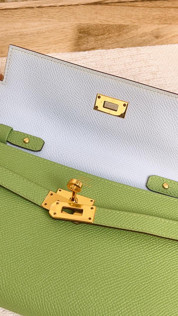 Hermes Vert Criquet Kelly To Go Wallet (Ghw)