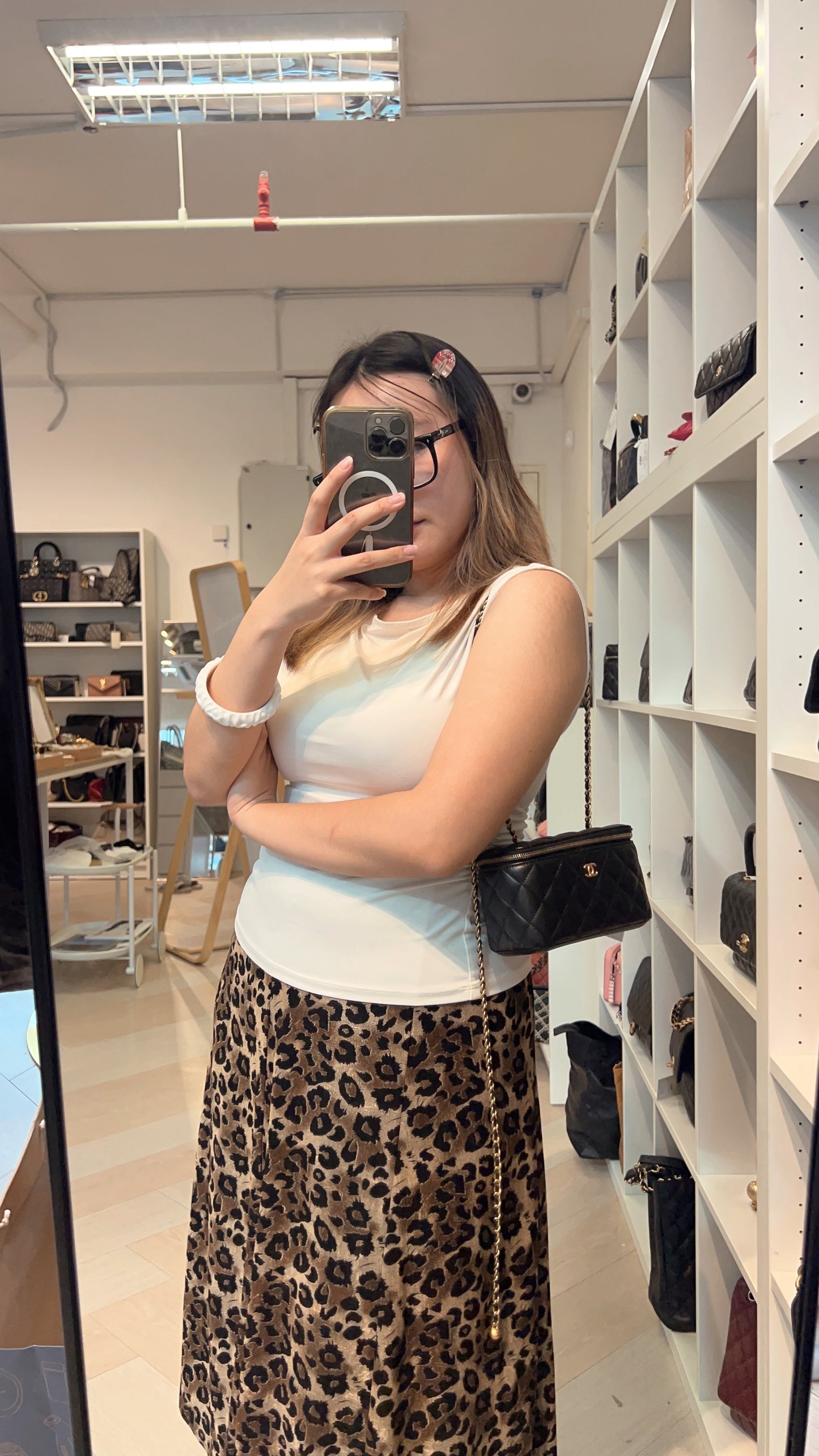 Chanel Black Lambskin Vanity in Pearl Crush