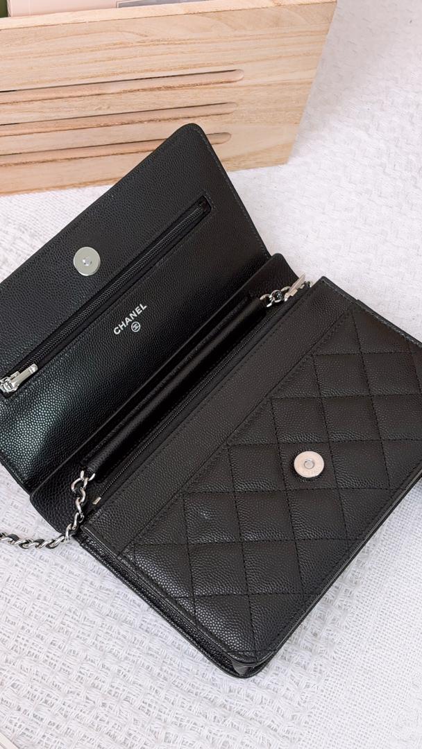 Chanel Black Caviar 24P Coco CC WOC (SHW)