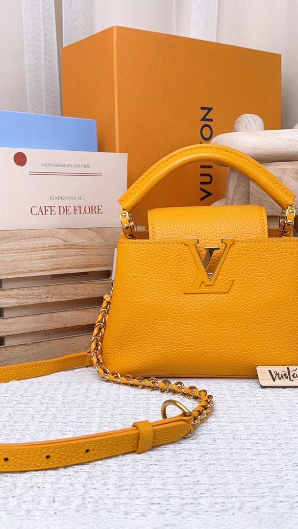 Louis Vuitton Ocre Yellow Taurillon Mini Capucines