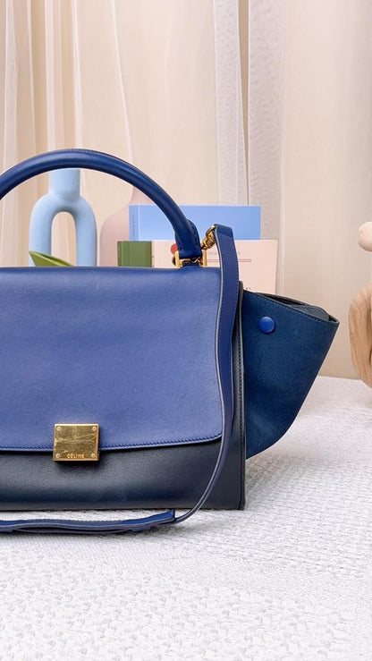 Celine Blue Calfskin Small Trapeze Bag