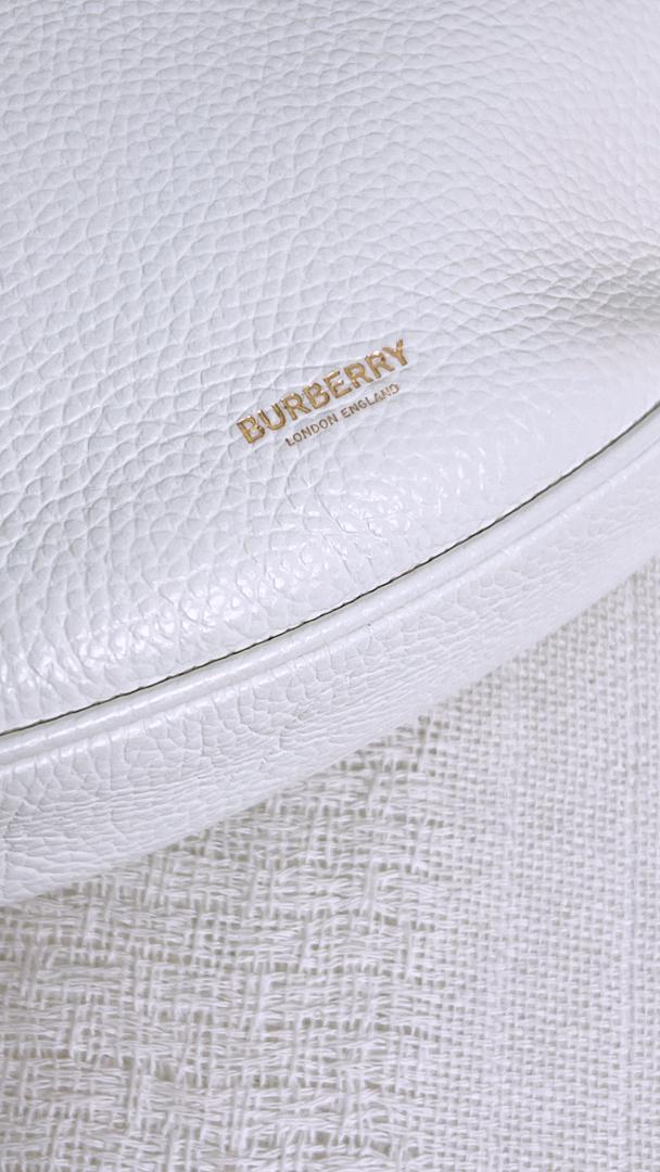 Burberry White Halfmoon Leather Sling Bag