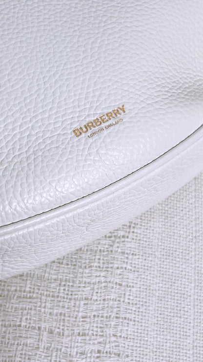 Burberry White Halfmoon Leather Sling Bag