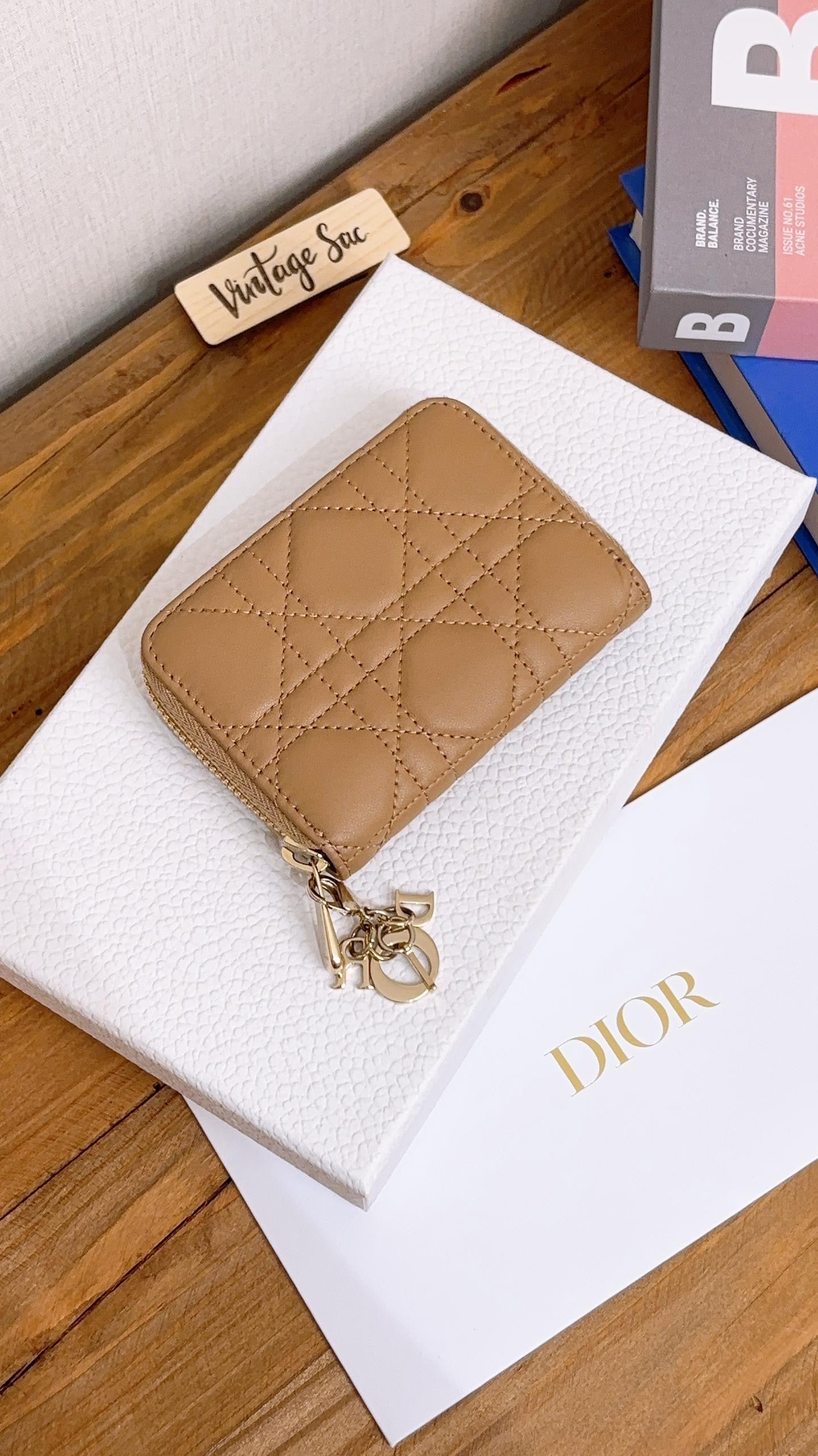 Dior Beige Lambskin Small Vayaguer Coin Purse