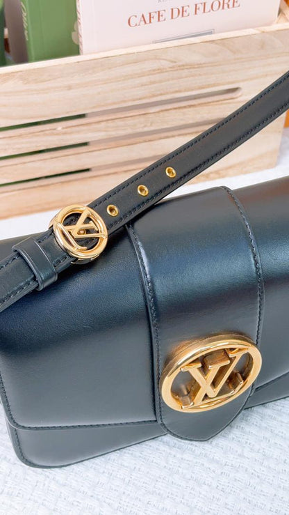 Louis Vuitton Black Smooth Calfskin Pont 9 Shoulder Bag