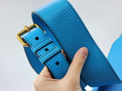 Burberry Blue Grain Calfskin Large Burleigh Messenger Bag