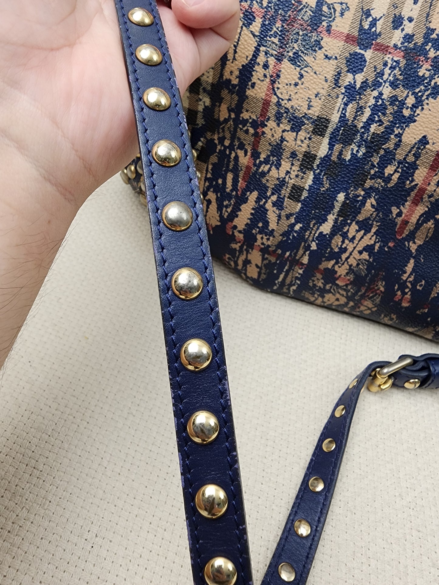 Burberry Haymarket Check Splash Studded Canterbury Tote