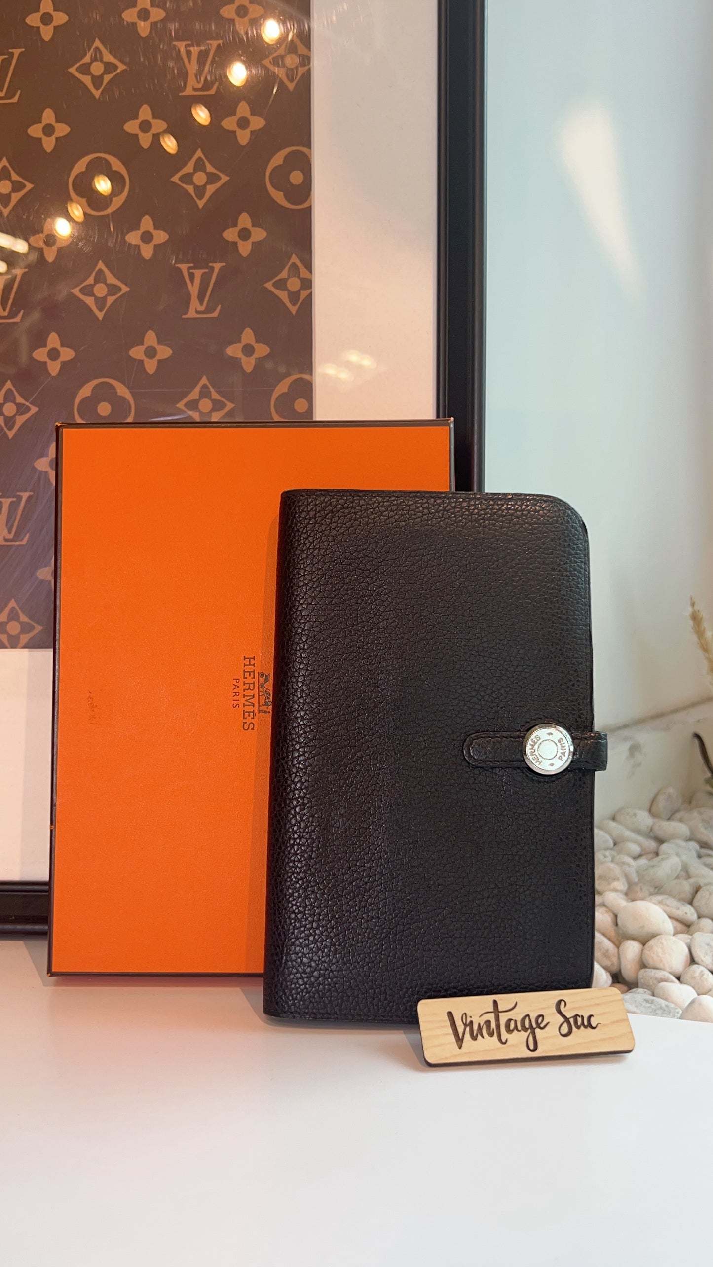 Hermes Noir Dogon Duo Wallet PHW