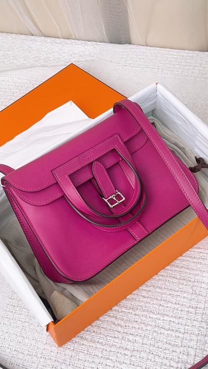 Hermes Rose Purple Swift Mini Halzan (PHW)