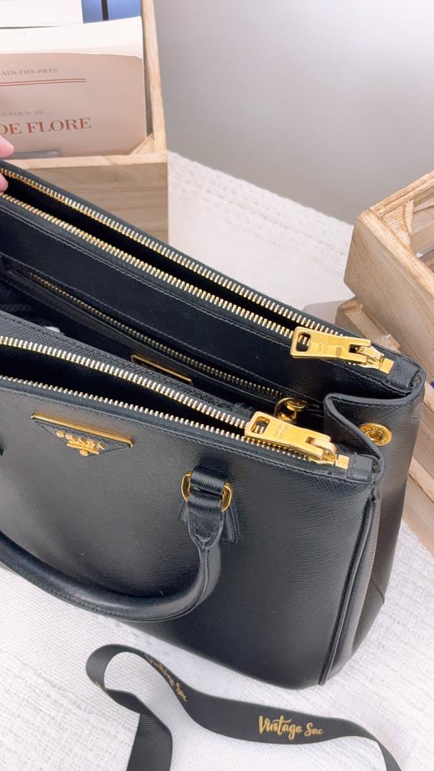 Prada Black Saffiano Small Lux Tote (GHW)