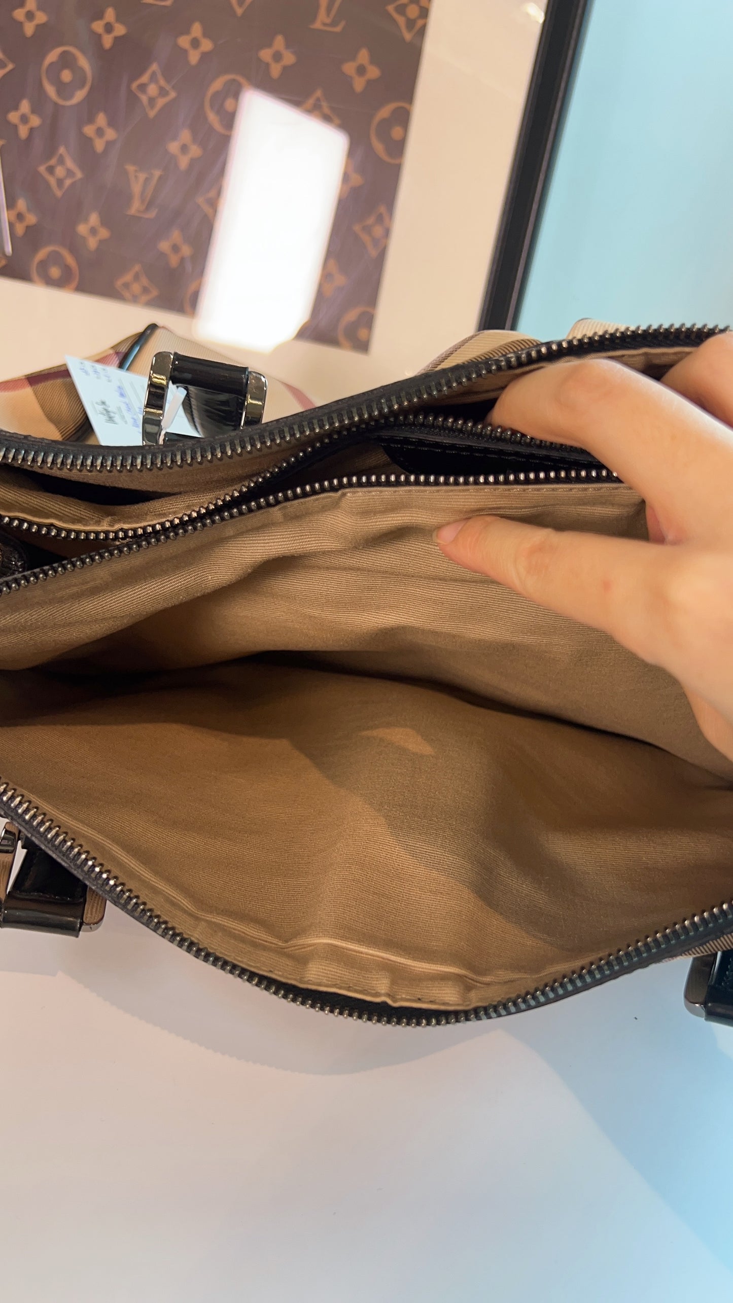 Burberry Nova Check Medium Mulberry Tote Bag