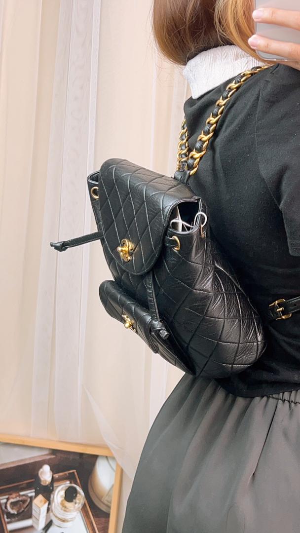 Chanel Black Lambskin Vintage Duma Backpack (GHW)