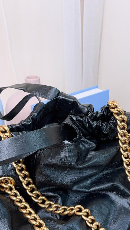 Balenciaga Black Calfskin Medium Crush Tote (GHW)