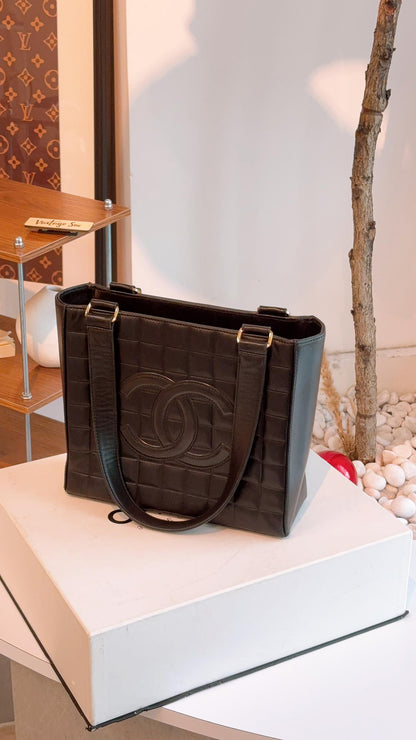 Chanel Black Lambskin Small Chocolate Bar Tote (GHW)