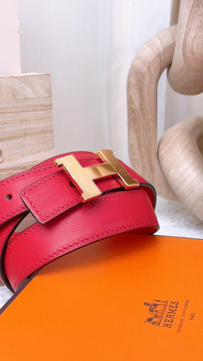 Hermes Red / Rose Jaipur Constance Reversible Belt 23mm