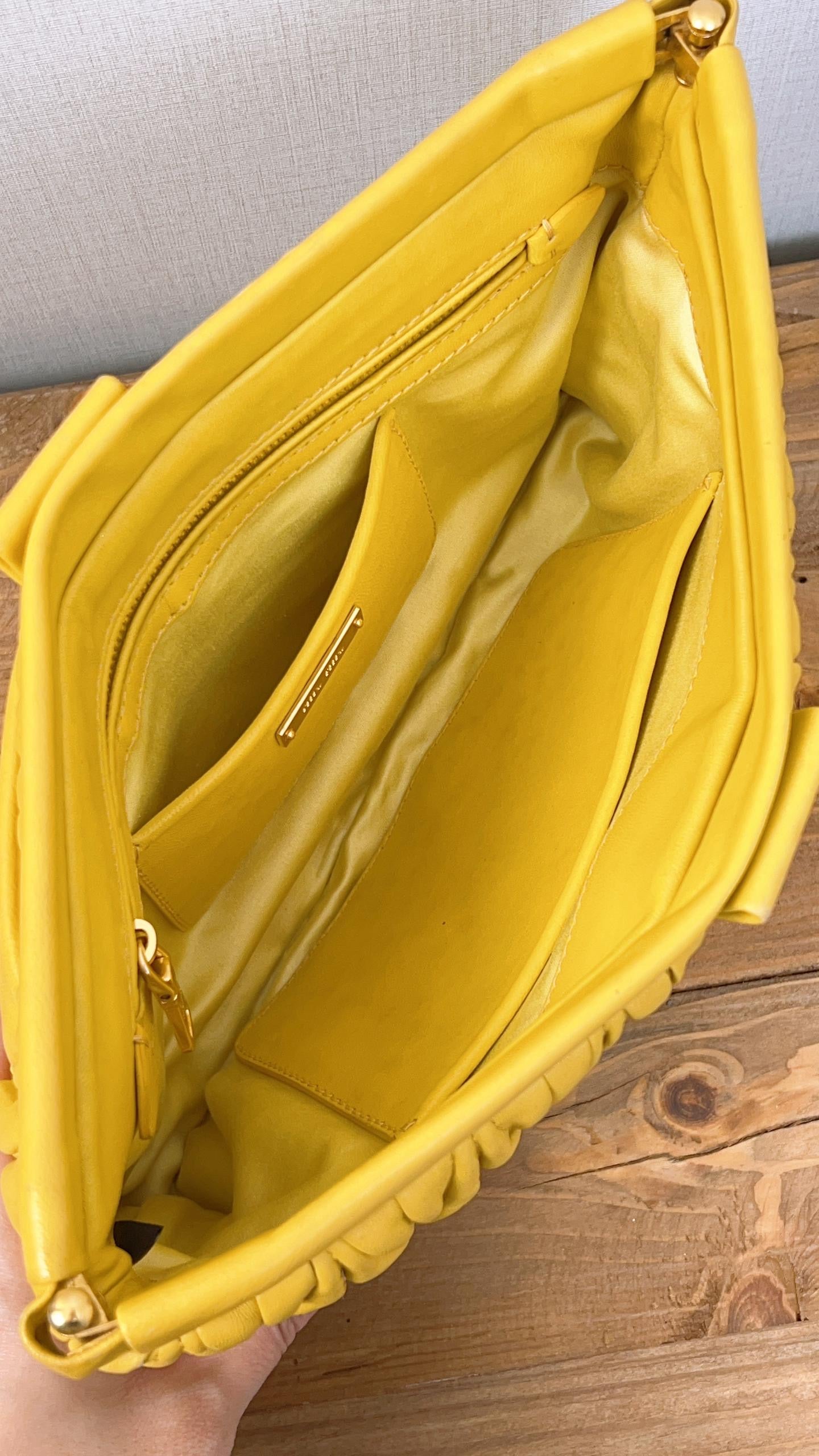 Miu Miu Yellow Matelasse Nappa Leather Clutch