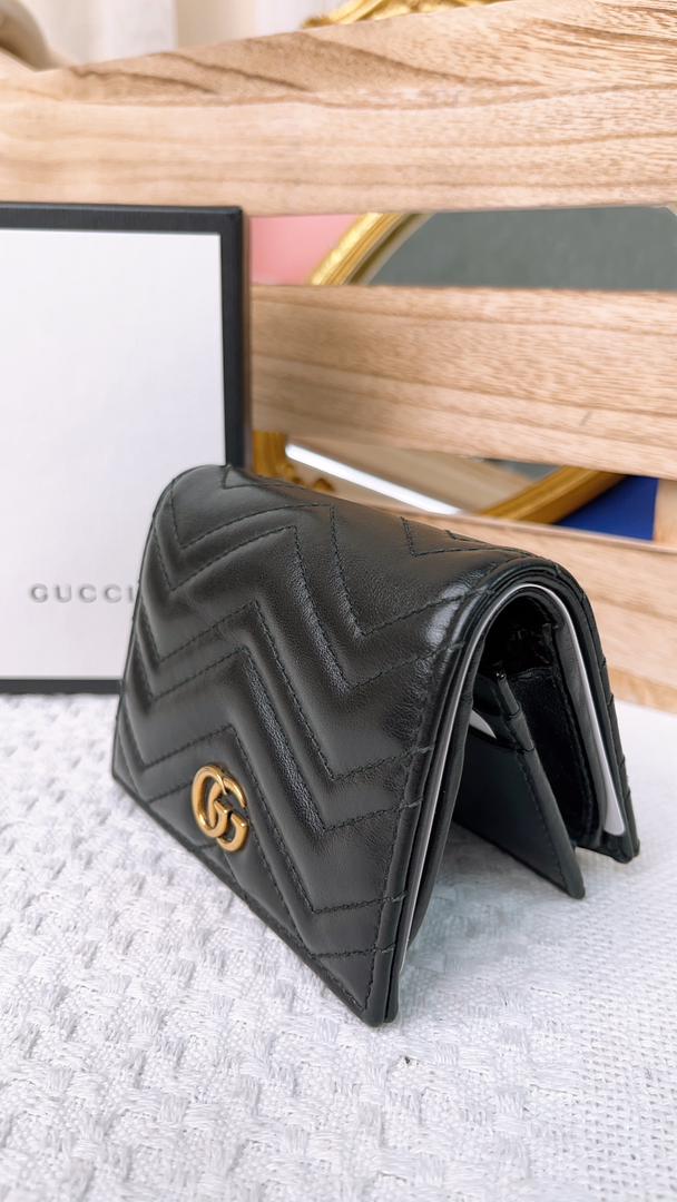 Gucci Black Marmont Bifold Wallet (GHW)