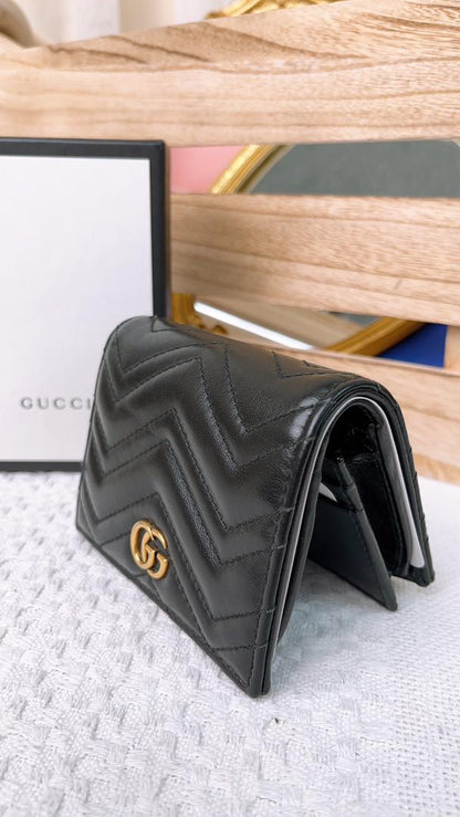 Gucci Black Marmont Bifold Wallet (GHW)