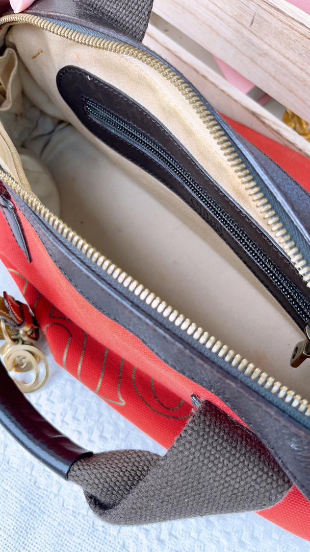 Chloe Canvas Red Bowling Tote