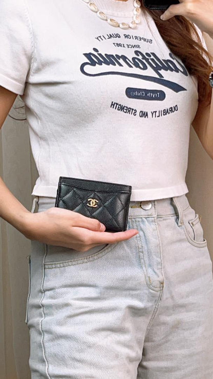 Chanel Black Caviar Classic Card Case (GHW)