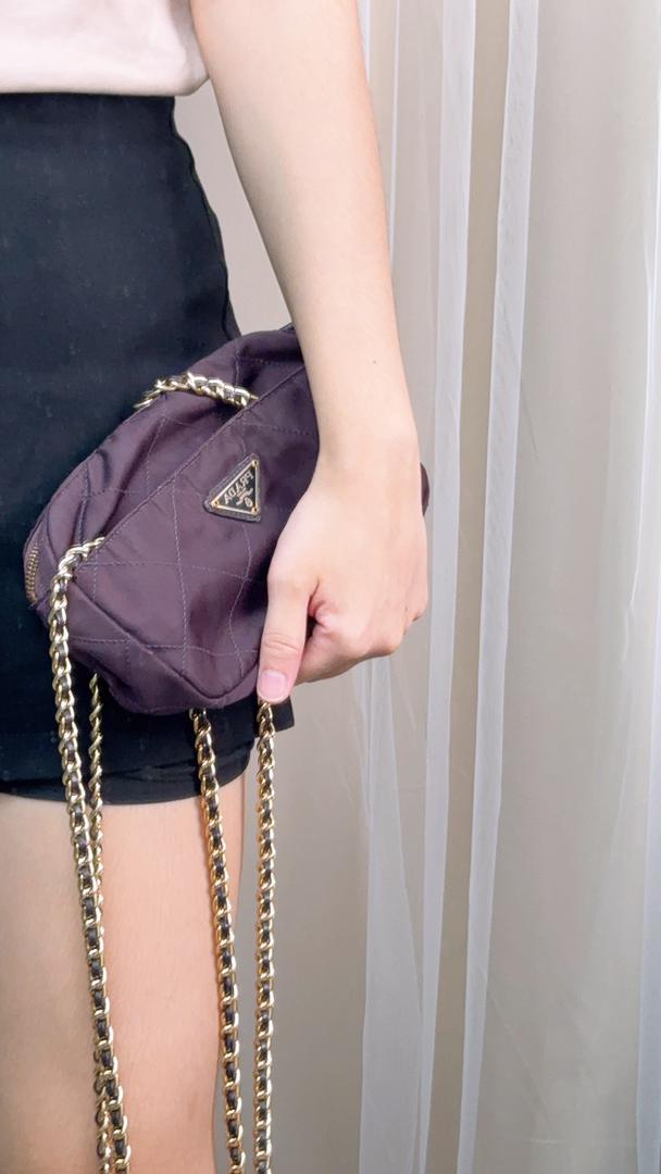 Prada Purple Nylon Crossbody Chain Bag