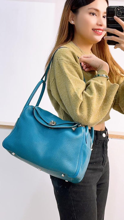 Hermes Blue Lindy 30 (PHW)