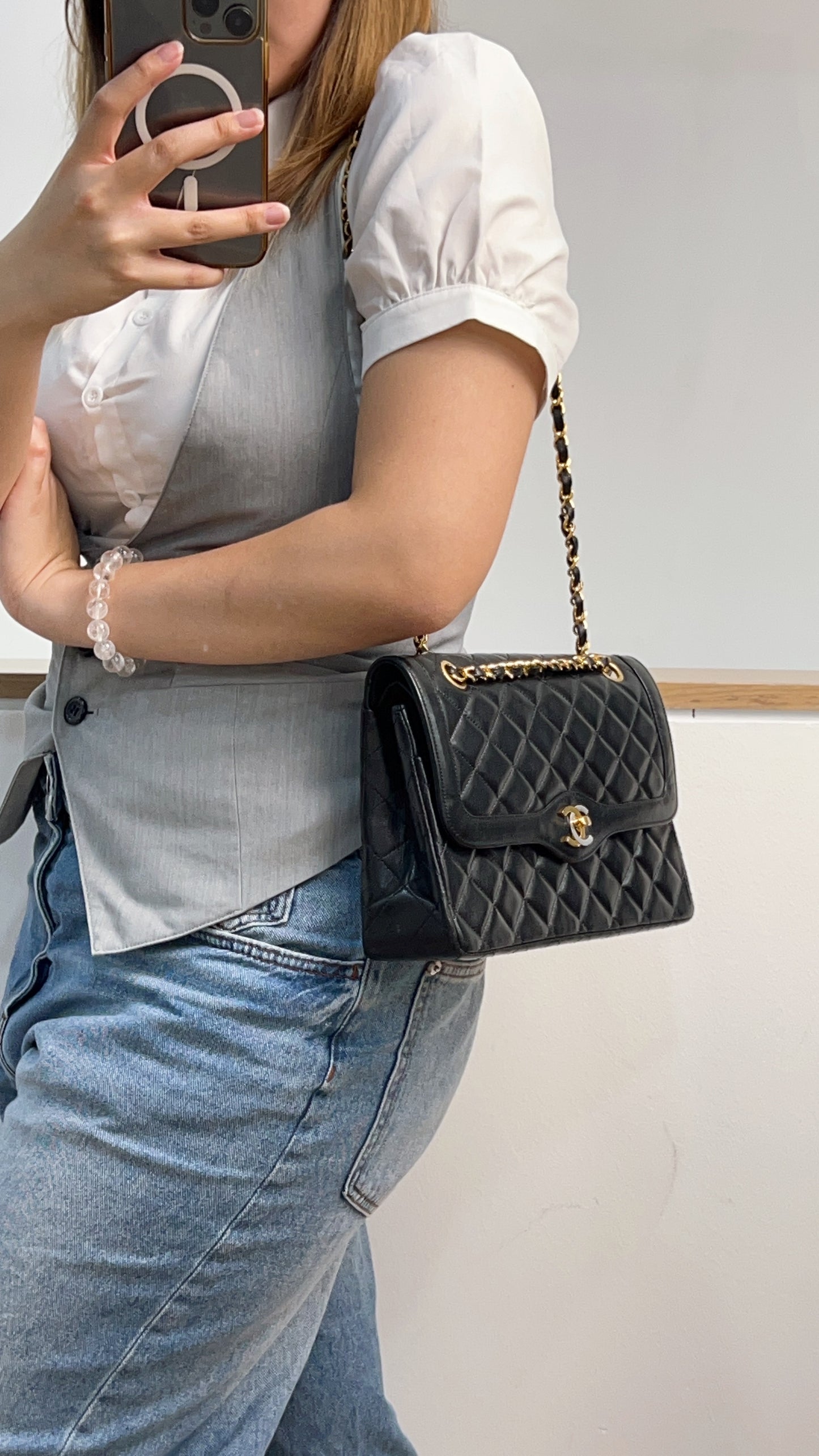 Chanel Black Lambskin Vintage Paris Limited Double Flap