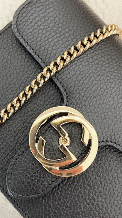 Gucci Black Interlocking Chain Bag GHW