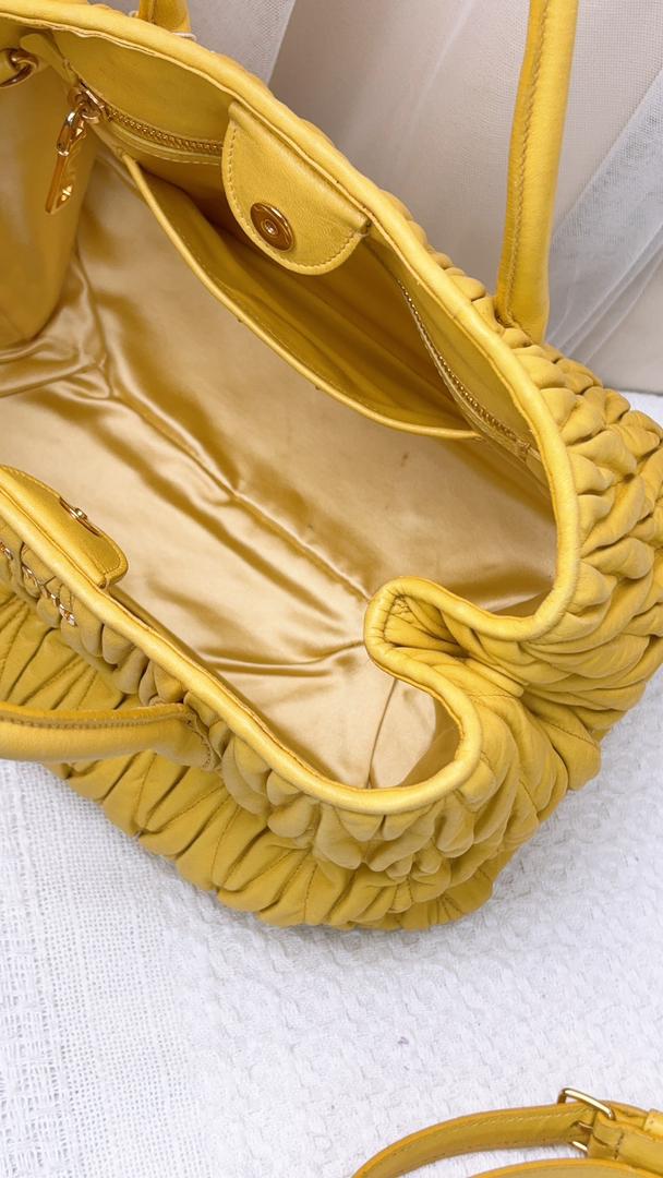 Miu Miu Yellow Matelasse Handle 2-Way Tote