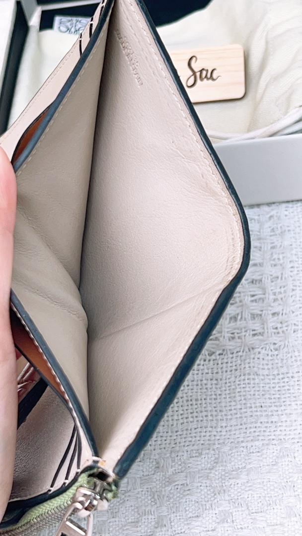 Loewe Calfskin Green Compact Zip Wallet