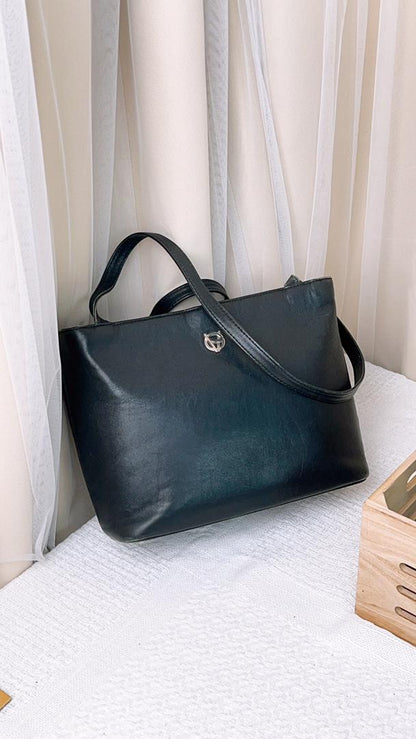 Versace Black Leather Shoulder Bag