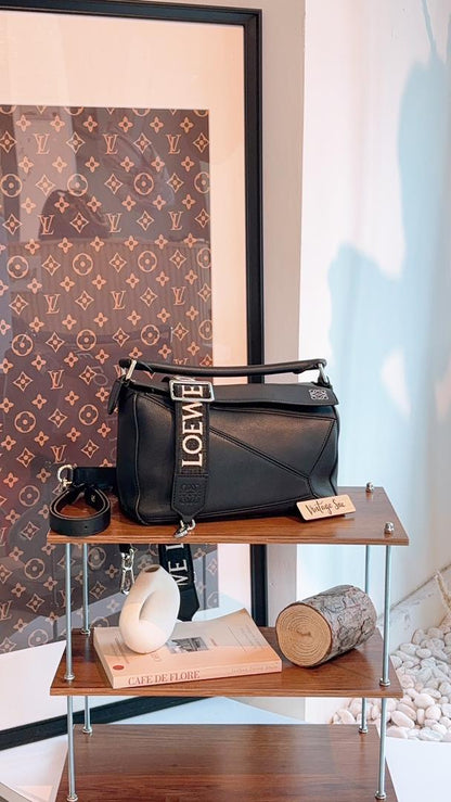 Loewe Black Calfskin Small Puzzle (SHW)