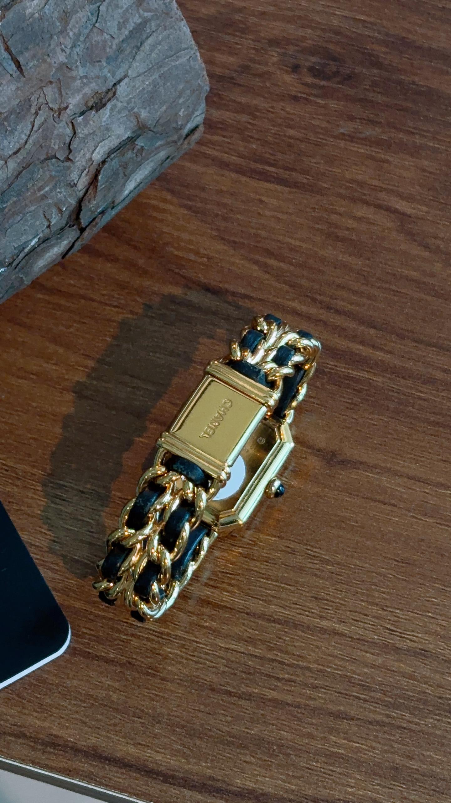 Chanel Gold Black Vintage Premiere Watch S