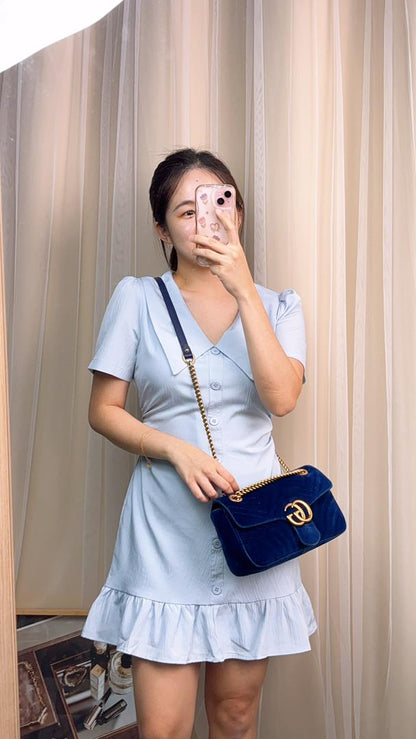 Gucci Blue Velvet Small Marmont Bag