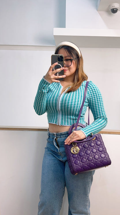 Dior Purple Lambskin Medium Lady Dior