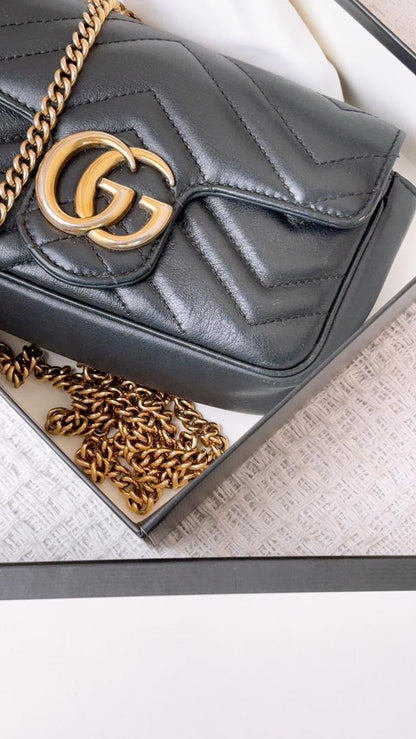 Gucci Black Supermini Marmont (GHW)