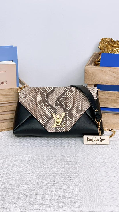 LV Black Calfskin / Python Love Note Chain Shoulder Bag