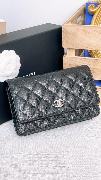 Chanel Black Caviar Turnlock CC WOC (SHW)