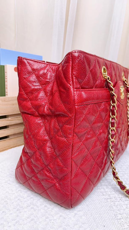 Chanel Crinkled Caviar Shopping Tote GHW