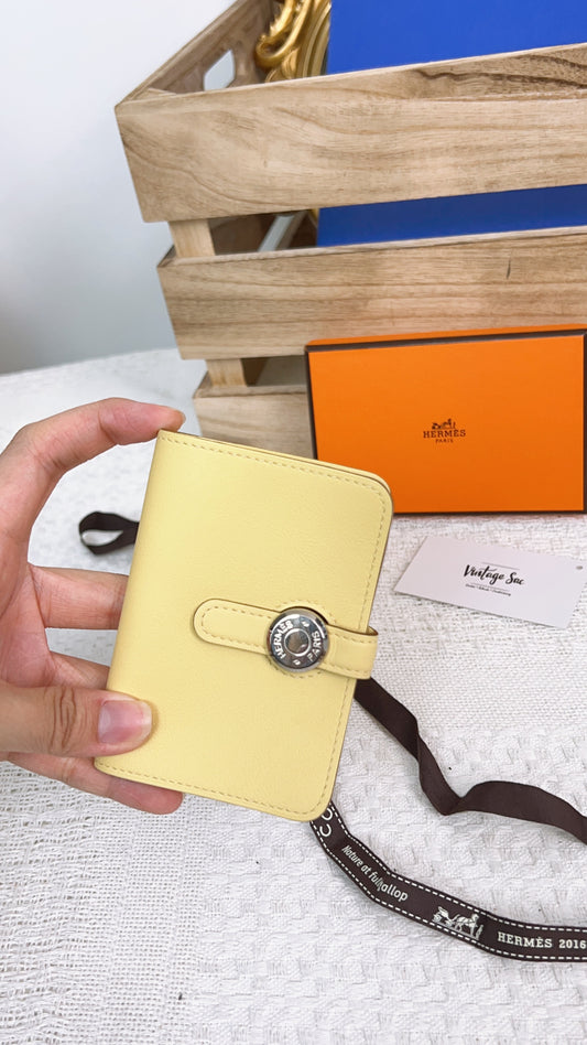 Hermes Yellow Dogon Card Holder ( PHW)