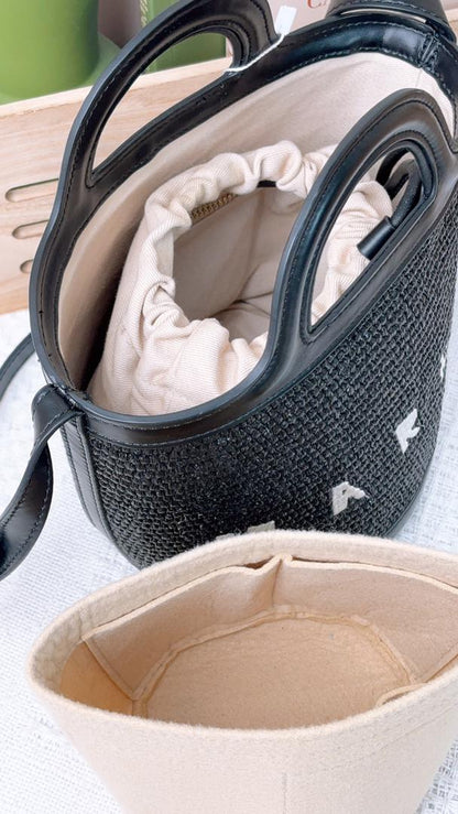 Marni Black Raffia Mini Tropicalia Bucket Bag