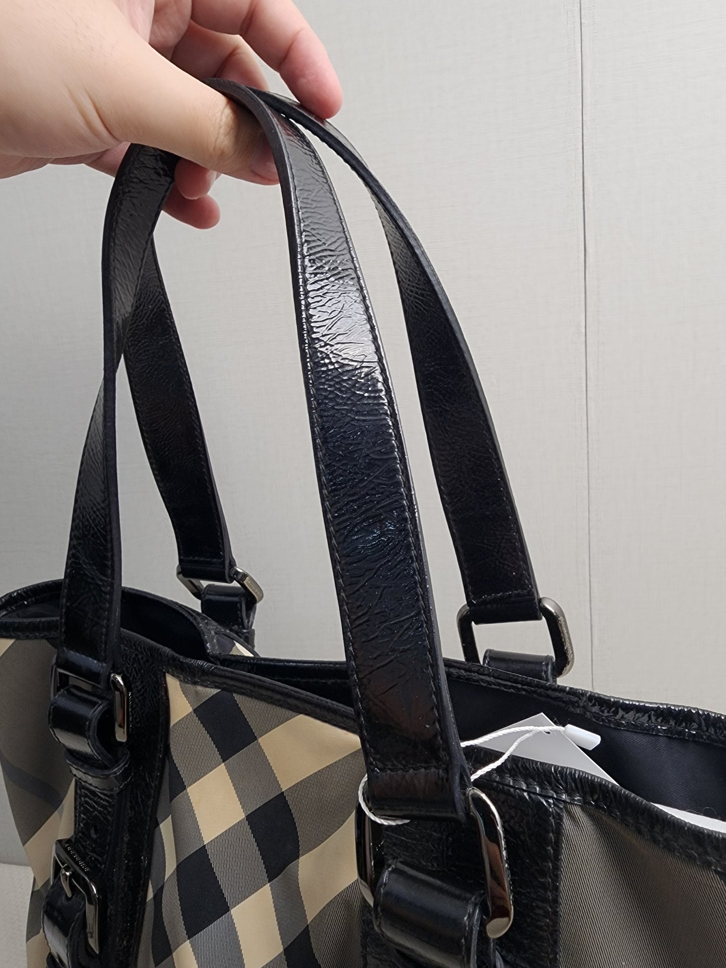 Burberry Black Nylon Beat Check Victoria Tote
