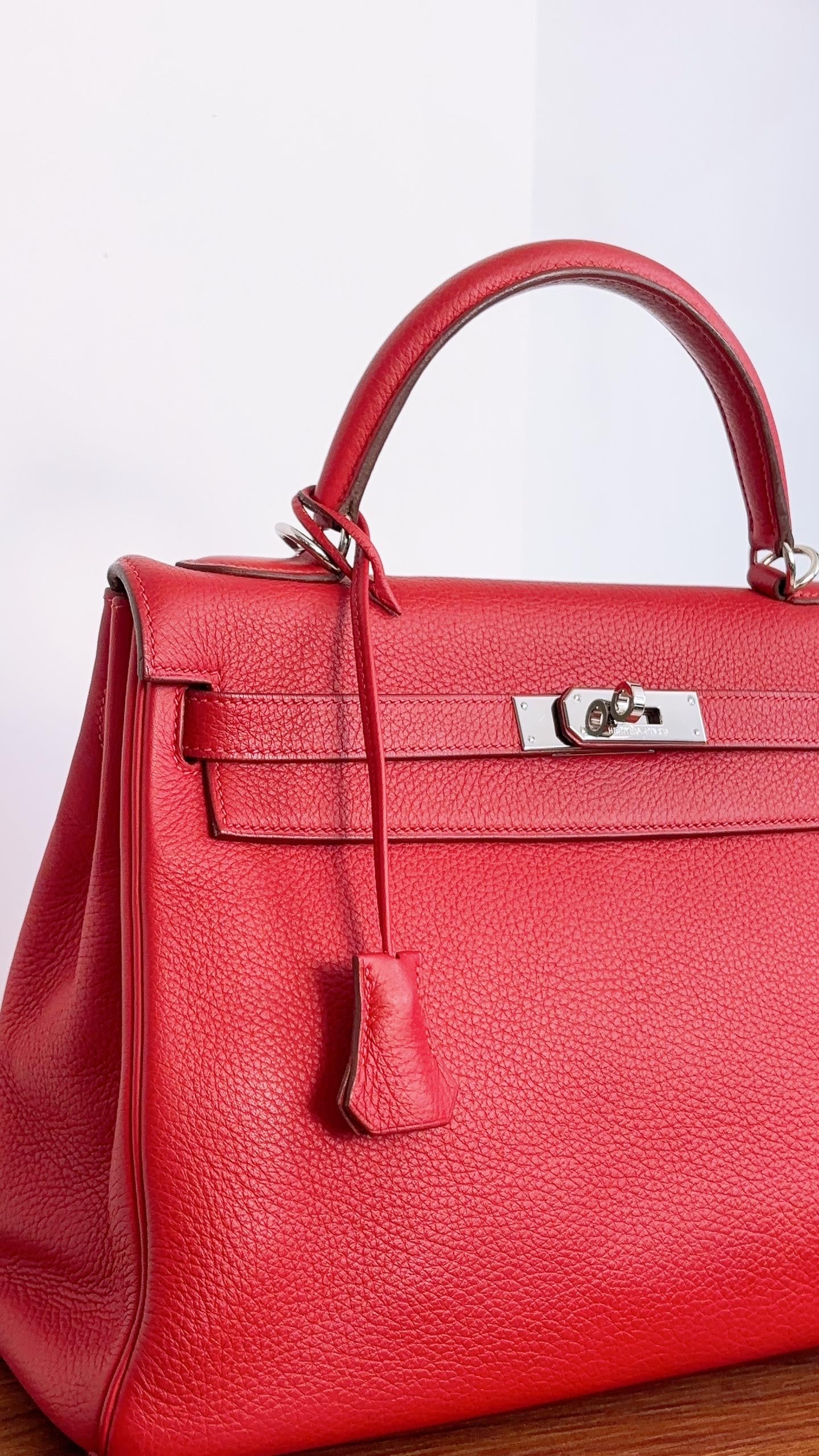 Hermes Rouge Vif Kelly 32 (PHW)