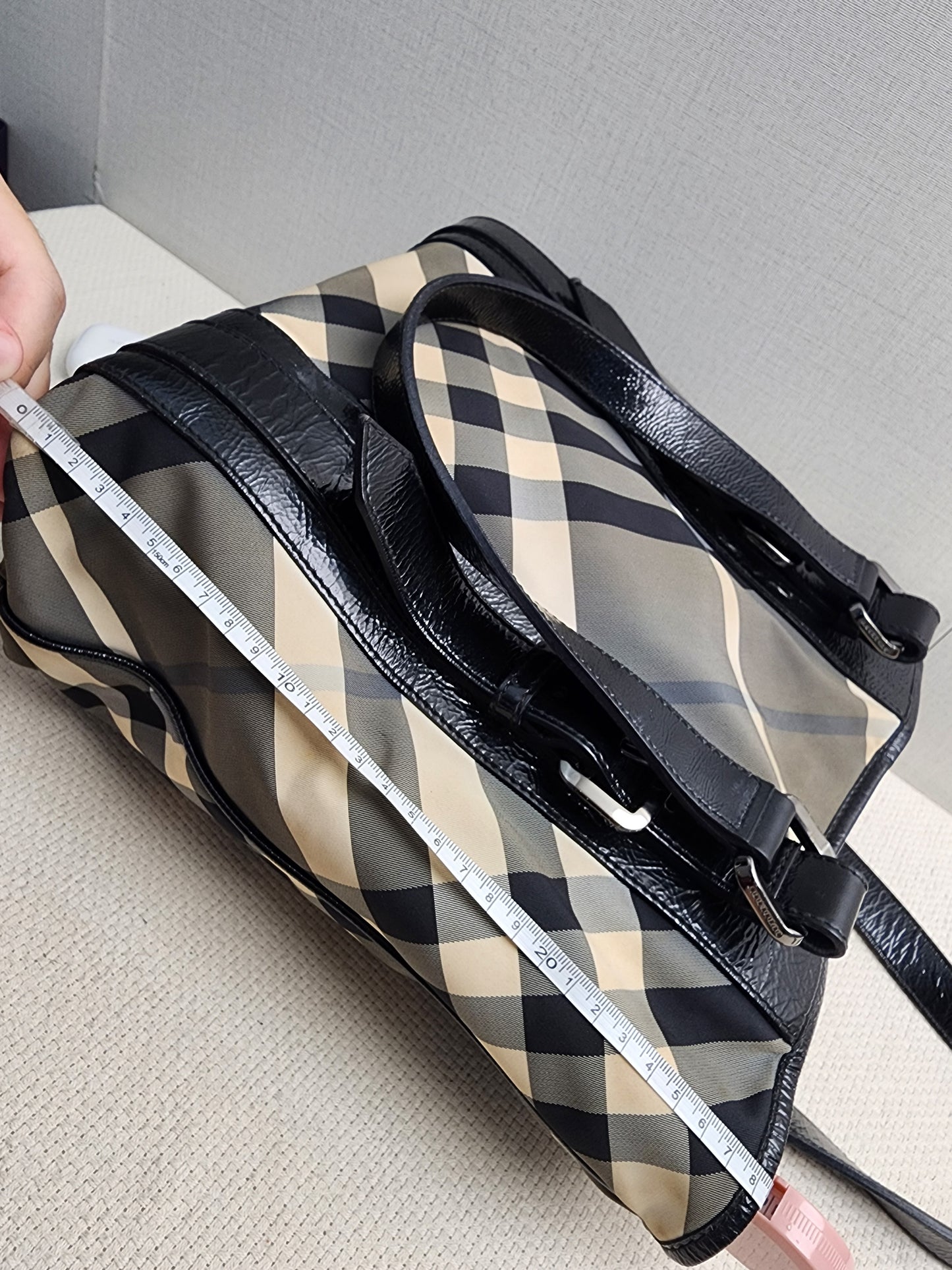 Burberry Black Nylon Beat Check Victoria Tote