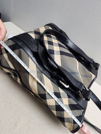 Burberry Black Nylon Beat Check Victoria Tote